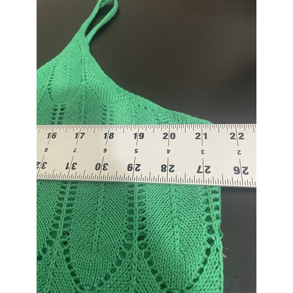 Plus Size 2X Green Knit Crochet Tank Top Sleeveless Layering Piece Boho - Picture 4 of 9